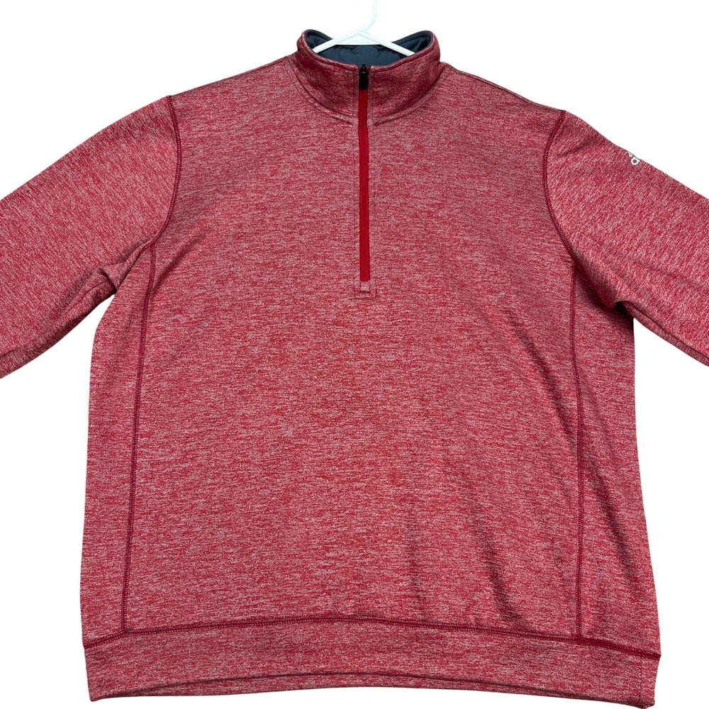 Adidas Mens XL Team Issue Red Heathered Pullover‎ 1/4 Zip ClimaWarm Top Fleece